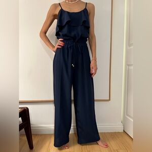 Michael Kors Satin Navy Jumpsuit